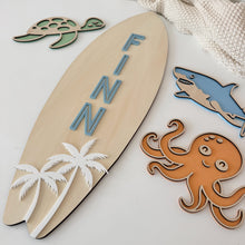 Load image into Gallery viewer, Palm Surfboard Name Plaque