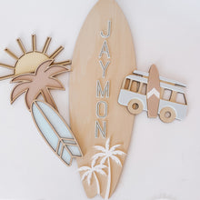 Load image into Gallery viewer, Palm Surfboard Name Plaque