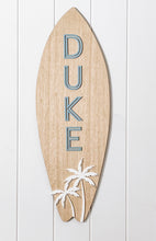 Load image into Gallery viewer, Personalised Palm Tree Surfboard Plaque
