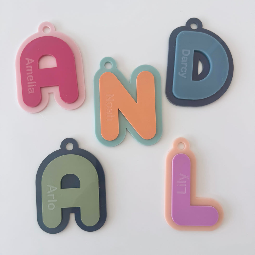 Bubble Letter Bag Tags