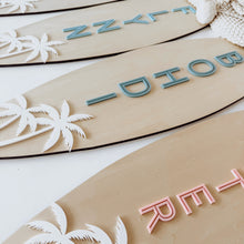 Load image into Gallery viewer, Palm Surfboard Name Plaque
