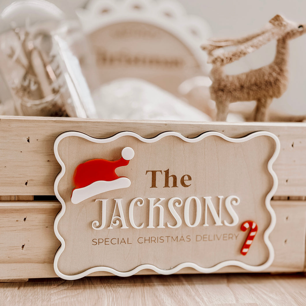 Christmas Crate - Family Name Wave Design