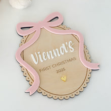 Load image into Gallery viewer, Bow First Christmas Plaque
