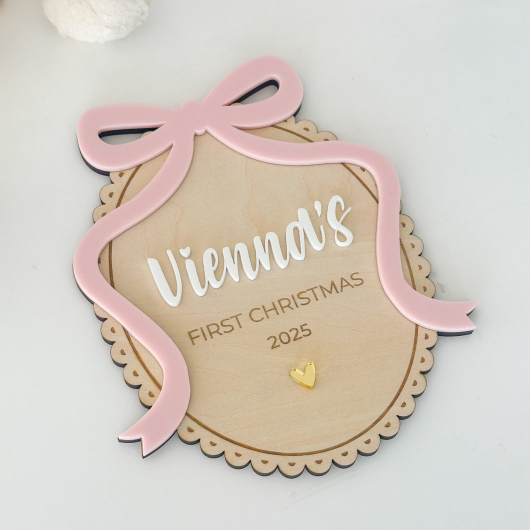 Bow First Christmas Plaque