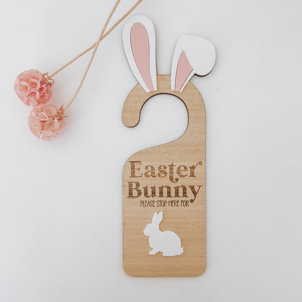 Please Stop Here Bunny Door Hanger