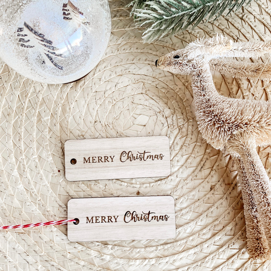 Wood Merry Christmas Tags