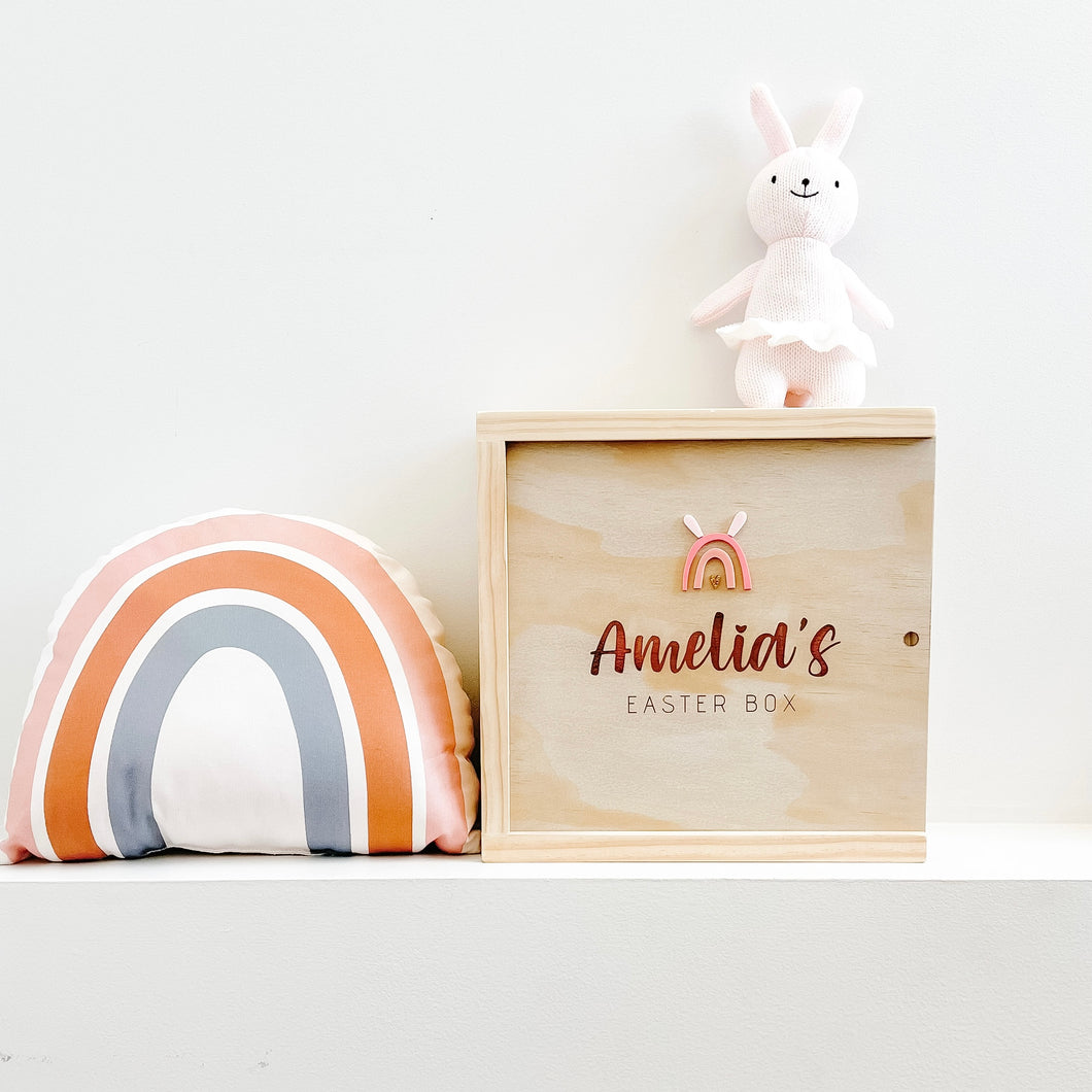 Rainbow Easter Keepsake Box with Wood Lid
